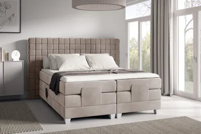 Produktbild von Boxspringbett Elektrisch Bett VIDAL 200x200cm in Stoff Fresh Macchiato