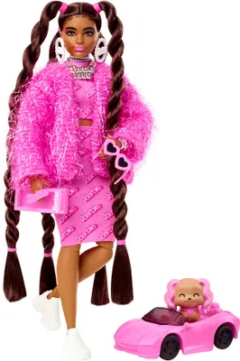 Produktbild von Barbie Extra Puppe mit 1980s Barbie Logo (brünett)