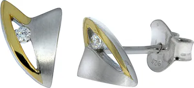 Produktbild von F Ohrstecker 925/- Sterling Silber 0,6cm gelb Zirkonia weiß 271220072-1