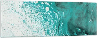 Produktbild von Bilder auf glas - Einteilig - Abstraktion Türkis Flüssigkeit - 90x30cm - Glasbilder - Wandbilder - Bilder - Wanddekoration aus Glas - Glas Bilder - Wandbild auf Glas - GAB90x30-4572