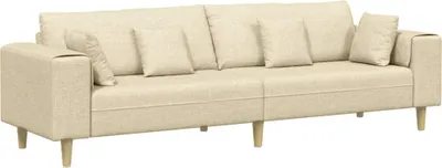 Produktbild von vidaXL Sofa mit Kissen Creme 250 x 77 x 76 cm Stoff