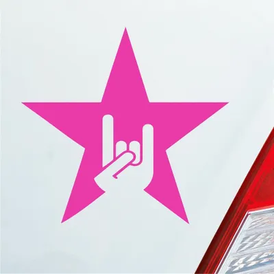 Produktbild von Auto Aufkleber Pommesgabel Rock Ring Festival Heavy Metal 10x10 cm Pink Sticker Heckscheibenaufkleber