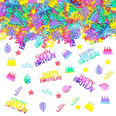 Productafbeelding van Happy Birthday Confetti Tafeldecoratie - 100 Stuks Kleurrijke Versiering
