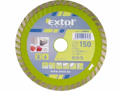Zdjęcie produktu dla Diamentowa tarcza tnąca turbo, 150x22,2 mm, do cięcia na sucho i mokro EXTOL-CRAFT