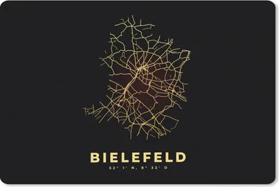 Produktbild von MuchoWow® Mauspad Mousepad Bielefeld - Gold - Karte - Stadtplan 27x18 cm - Mousepads - Maus Mat - Pad - Mausunterlage - Büroartikel - Desk Matten