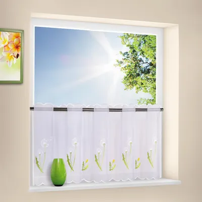 Produktbild von Gerster Stickereibistro, Pusteblume B = 140 x H =50 cmTransparent Voile Pusteblume grün