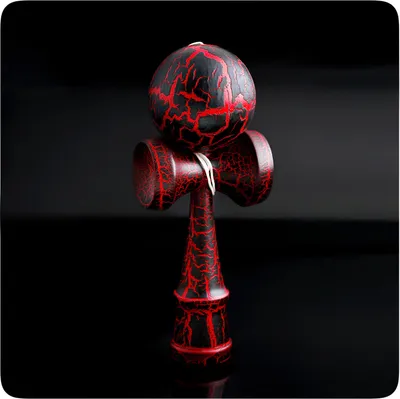 Produktbild von Kendama Geschicklichkeitsspiel mit schwarz/roter Kugel Holzspielzeug Holz-Kugelfangspiel japanisches Geschicklichkeitsspiel Spielzeug