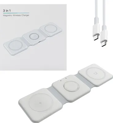 Zdjęcie produktu dla Ecobox Ładowarka Magsafe Bezprzewodowa Biały 3W1 15W