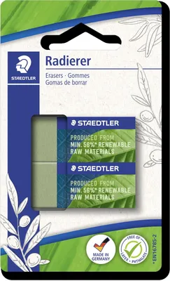 Obrázok produktu pre Staedtler 526 83BK2, Zelená, 43 mm, 13 mm, 19 mm, 2 kusov, Latex, Ftalát