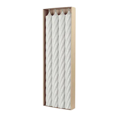 Produktbild von Rustic Stabkerzen in Weiß, 350/28 mm, durchgefärbt, lange Brenndauer, 4er-Set - ideal für Hochzeit, Geburtstag und Feste, 4 Stück