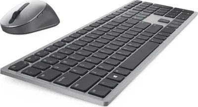 Zdjęcie produktu dla DELL Klawiatura i mysz Pro Plus — KM7321W - belgijska (AZERTY), Pełnowymiarowy (100%), Bezprzewodowy, RF Wireless + Bluetooth, AZERTY, Szary, Tytan, Dołączona myszka