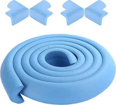 Produktbild von CANDeal 2 Meter L-Form Kantenschutz und 4 x Eckenschutz-Set, Premium-High-Density-Schaum baby schützende Haushaltswerkzeug für Tisch, Bank und andere Wohnmöbel - Himmelblau