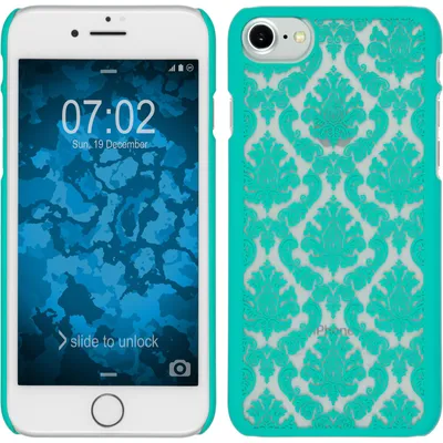 Produktbild von PhoneNatic Case kompatibel mit Apple iPhone 7 / 8 / SE 2020 - Hülle grün Damask Hard-case + 2 Schutzfolien
