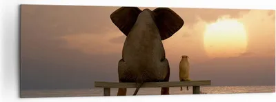 Produktbild von Bild auf Leinwand - Leinwandbild - Elefant Ufer Meer - 160x50cm - Wand Bild - Wanddeko - Wandbilder - Leinwanddruck - Bilder - Kunstdruck - Wanddekoration - Leinwand bilder - Wandkunst - AB160x50-3555