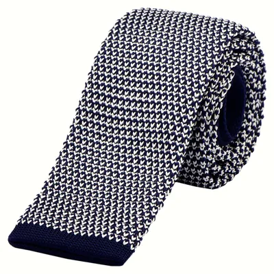 Produktbild von DonDon schmale Strickkrawatte 5 cm - dunkelblau weiß