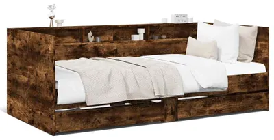 Image de vidaXL Lit de jour avec tiroirs sans matelas chêne fumé 90x190 cm