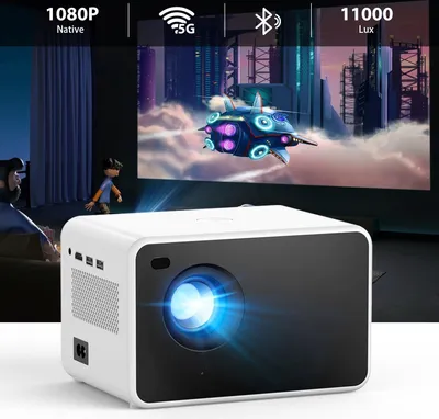 Produktbild von 1080P Full HD LCD-Beamer 4K Unterstützt, 10000 Lumen, Wifi 5.0/2.4G Kleiner tragbarer Beamer Bluetooth