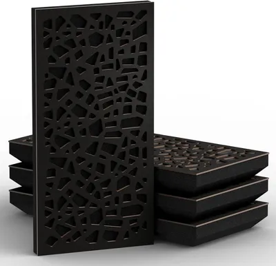 Produktbild von 4 Stück – schmale Schallabsorption, diffuse Akustikplatte, 50 x 25 cm, Absorption – Diffusion – Reflexion – Schalldämmung [P32–33 mm |Schwarz]