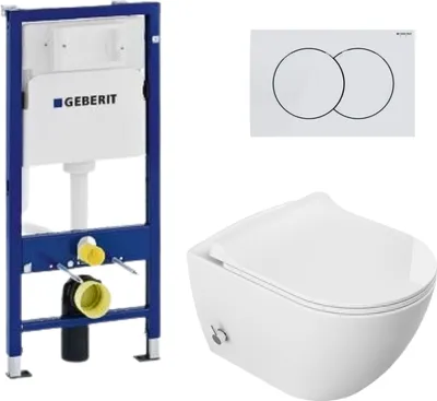 Immagine prodotto di Domotechnika | Set per WC Viba - Bianco - Con bidet e chiusura soft-close - Senza bordo - Cassetta a incasso