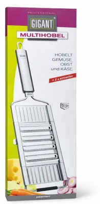 Produktbild von Gigant Multihobel | Gemüsehobel & Küchenreibe mit Wechselklingen | Edelstahl Hobel für Gemüse, Obst & Käse | verstellbarer Gemüseschneider | schneller Küchenhobel für feine & grobe Scheiben