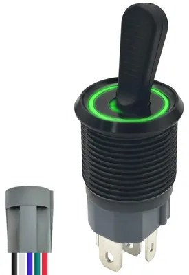 Productafbeelding van ProRide Tuimelschakelaar OFF-ON - 24V/30A - Inbouw-Ø16mm - LED-Verlichting - Met Aansluitkabel - Groen