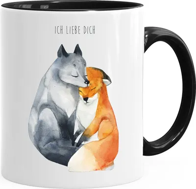 Produktbild von Geschenk-Tasse Ich liebe dich Fuchs Geschenk Liebe Spruch Kaffeetasse Teetasse Keramiktasse MoonWorks® schwarz unisize