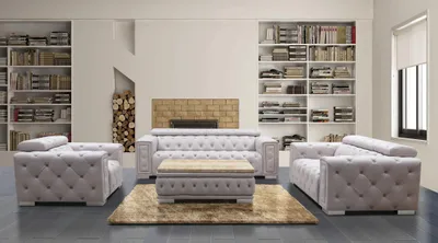 Immagine prodotto di Set da salotto 3+3, divano Chesterfield in pelle, collezione di divani in pelle