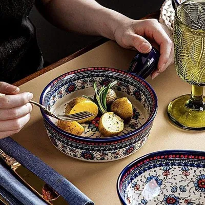 Image de Ensemble de saladiers et de bols à soupe en céramique avec plat allant au four