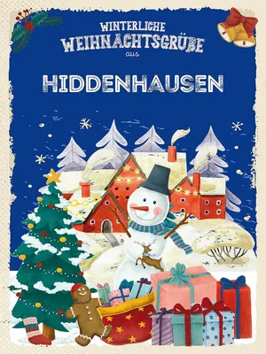 Produktbild von vianmo Holzschild 40x30 cm Weihnachtsgrüße HIDDENHAUSEN