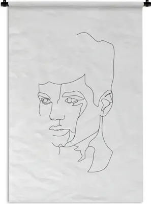 Produktbild von MuchoWow® Wandteppich Wandbehang Porträt - Strichzeichnung - Mann 90x135 cm Tapisserie Dekoration Wandtuch - Baumwolle - Wandskulptur