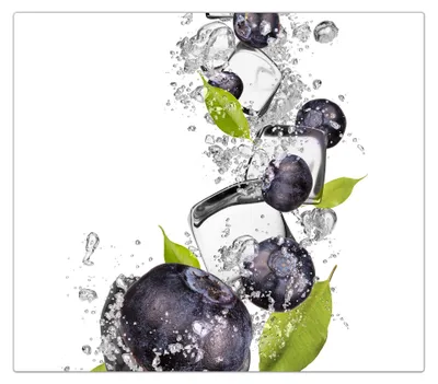 Produktbild von Spritzschutz Herdabdeckplatte Schneidebrett aus Glas Heidelbeeren im Wassersplash 1-Teilig (60x52cm)