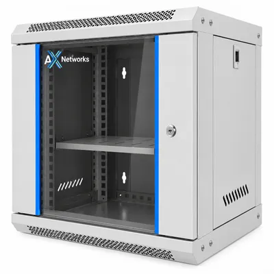 Zdjęcie produktu dla AX Networks Szafa Rack 19" 9U Sieciowa Serwerowa do Montażu na Ścianie lub Stojąca 530 × 400 × 500 mm Szara