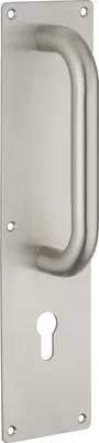Image de Poignée pour porte battante avec plaque inox, 300mm, pour cylindre profilé - THIRARD
