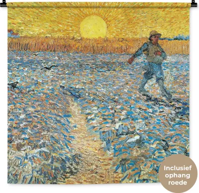 Produktbild von MuchoWow® Wandteppich Wandbehang Der Sämann - Vincent van Gogh 90x90 cm Tapisserie Dekoration Wandtuch - Wandaufhänger