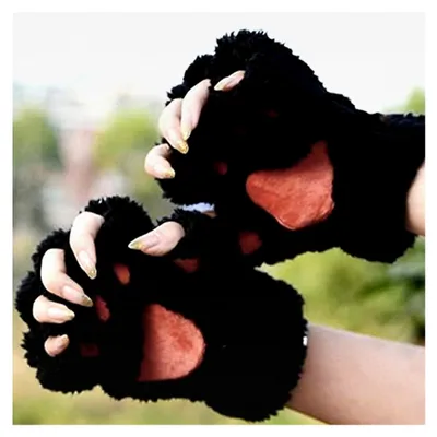 Produktbild von Damenhandschuhe Warm, Katzenpfote Halbfingerhandschuhe für den Winter