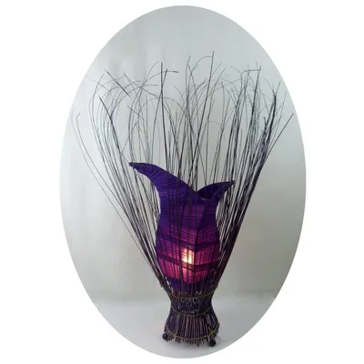 Produktbild von Deko-Leuchte Stimmungsleuchte asiatische Lampe Stehleuchte Tischleuchte Tischlampe Bali Asia TULPE groß 100 cm, lila