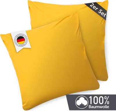 Immagine prodotto di Copricuscino Blumtal 40x40 cm (set di 2 copricuscini) - giallo - 100% cotone jersey con zip