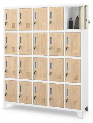 Obrázek produktu pro Šatní skříňka 5B4A Šatní skříňka s 20 přihrádkami Kovová skříňka s práškovým nástřikem 172 cm x 136 cm x 45 cm