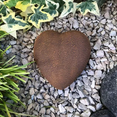 Produktbild von Herz Grabherz Grabschmuck Dekoherz Steinguss 13cm Rostiges Metall Rost Optik
