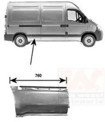 Image de VAN WEZEL Panneau latéral de réparation pour OPEL Movano Fourgon (X70) Movano Bus (X70) pour RENAULT MASTER II Fourgon (FD) MASTER II Bus (JD)