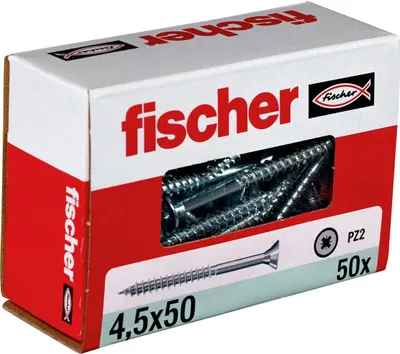Produktbild von fischer Schrauben Holz Senkkopf Carbon steel PZ2 - FSPII CZP 4,5 x 50mm 50 Stk