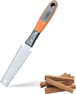 Imagen del producto de Sierra japonesa de doble filo, pequeña sierra de mano, acero al carbono, con mango antideslizante, para madera