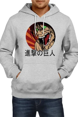 Obrázek produktu pro Pánská Mikina S Kapucí Japan Manga Comics Anime Attack Anime On Titan Eren Yeager 08 Var-030 Titan Eren, Man M / Vřesově šedá