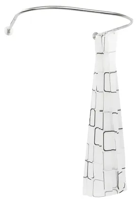 Image de Barre de douche en forme de U - Barre d'angle pour baignoire - Barre télescopique de 0,9 à 1,3 m et 1 m - Acier inoxydable résistant à la corrosion - Avec rideau de 240x180 cm - Argent