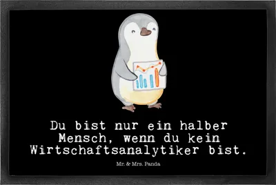 Produktbild von Mr. & Mrs. Panda Schmutzfangmatte Wirtschaftsanalytiker Herz 50 x 75 cm - Schwarz - Geschenk, Gummimatte, Sauberlaufmatte, Türvorleger, Fussmatte, fußmatte