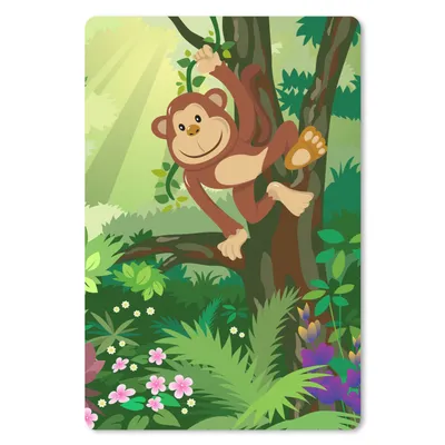 Produktbild von MuchoWow® Mauspad Mousepad Affe - Dschungel - Jungen - Mädchen - Blumen - Kinder 18x27 cm - Mousepads - Maus Mat - Pad - Mausunterlage
