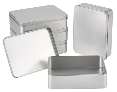 5 rechteckige Metalldosen, luftdicht, 15,3x11,2x4 cm