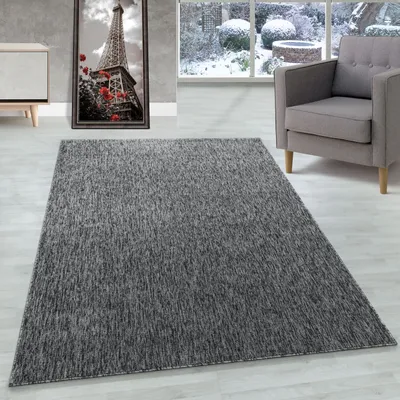 Zdjęcie produktu dla Nowoczesny dywan z krótkim włosiem o subtelnej strukturze – prosty i stylowy do salonu i sypialni,Rozmiar: 280 x 370 cm, Kolor: Szary