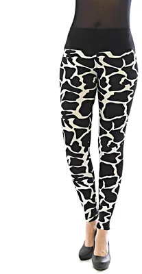 Produktbild von Damen Leggings lang hoher Bund Hose blickdicht Leo Leopard Giraffe-schwarz-8 XXL