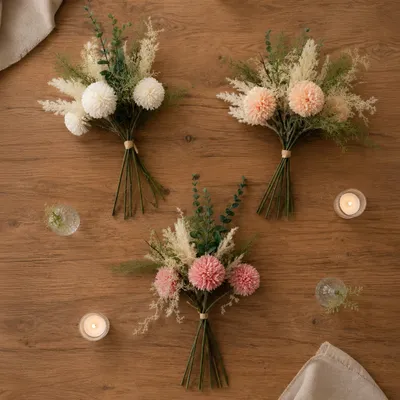 Produktbild von Wiesenblumen Kunstpflanzen Blumensträuße gebunden 37 cm - 3 Farben, 5_Farbe:Apricot